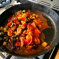 Tomatoes in pan